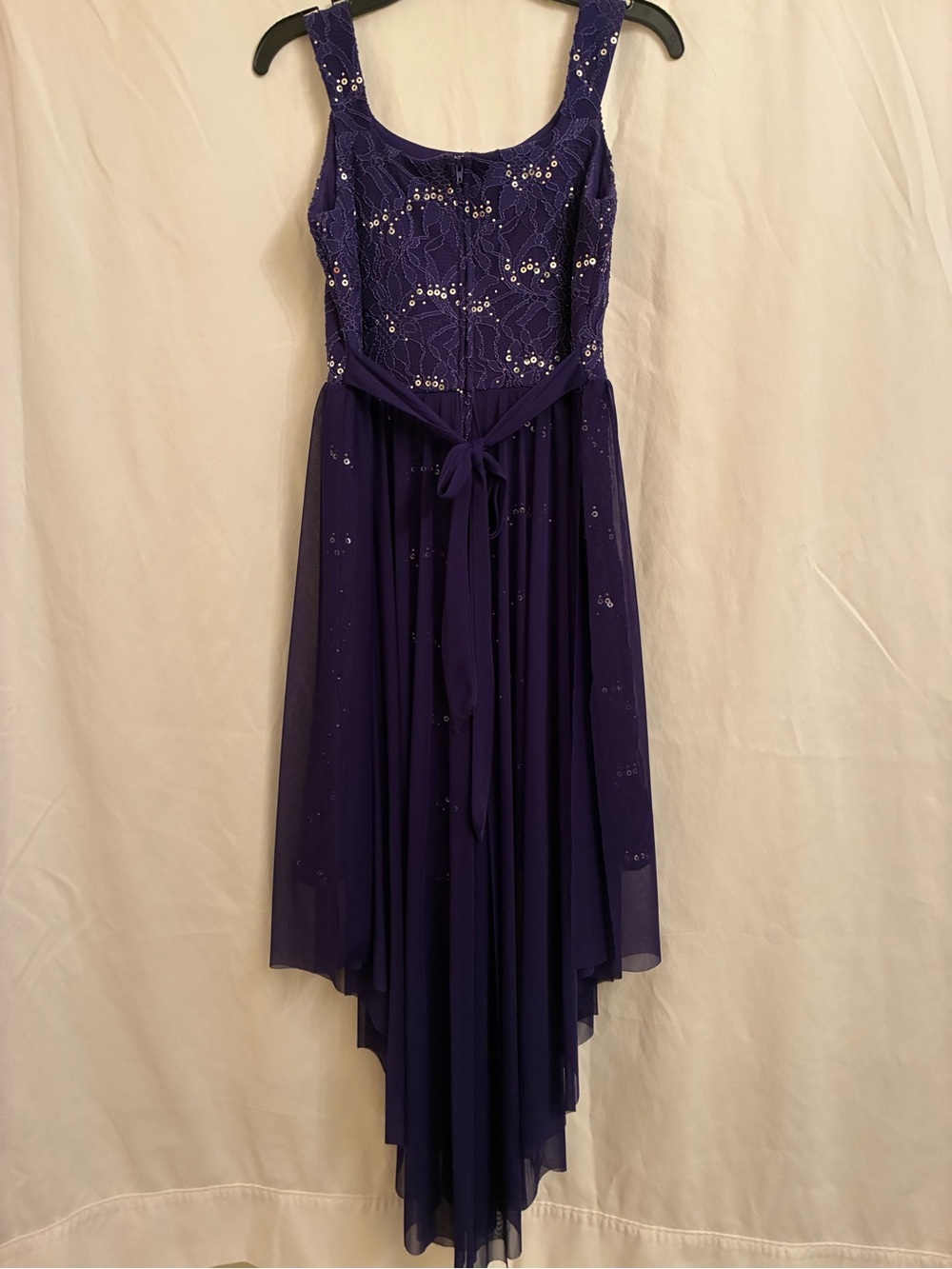Tween Diva Deep Purple Sequin Lace High-Low Dress - Picture 2 of 5